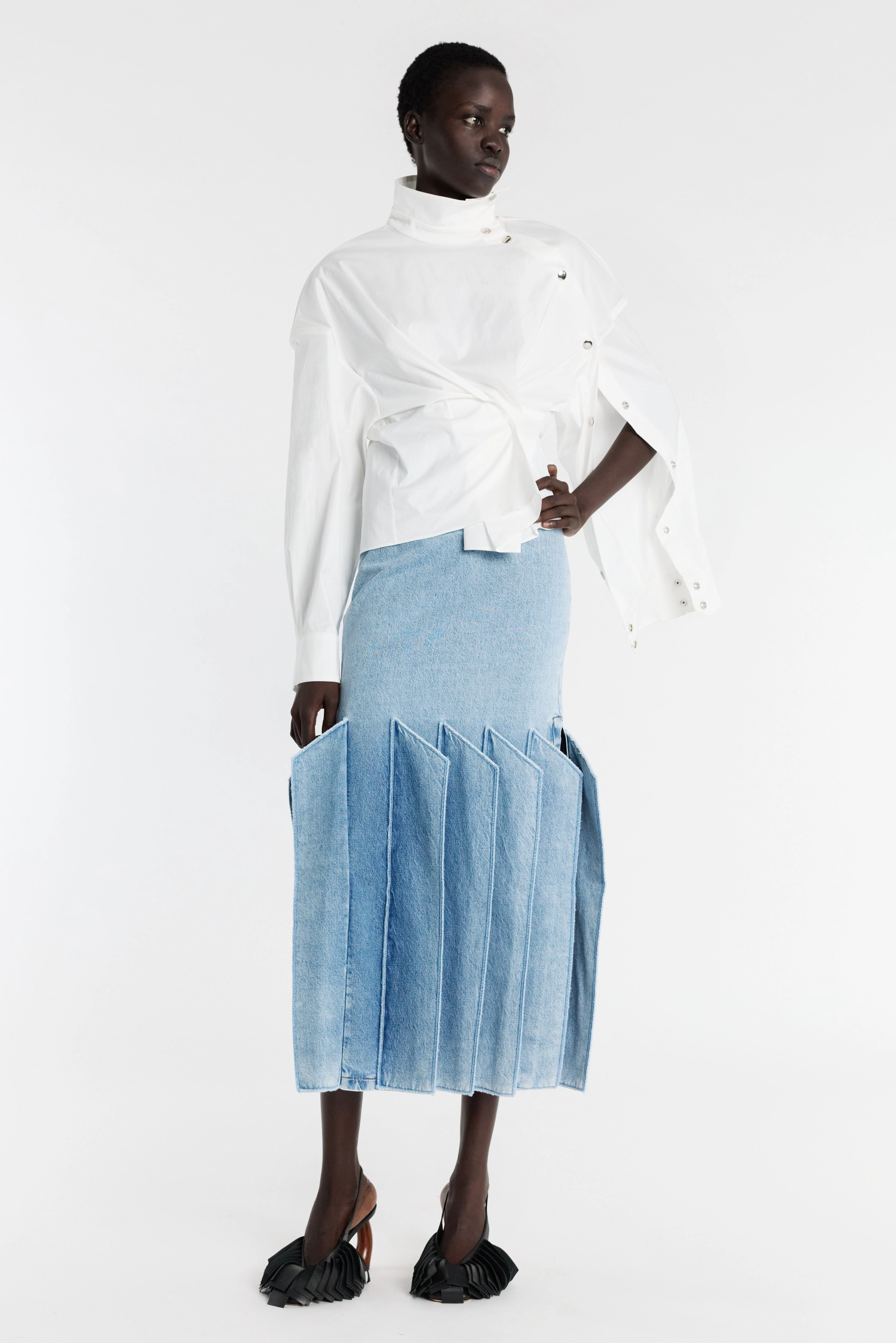 FadeResistant Finish Asymmetric Collar Shirt White