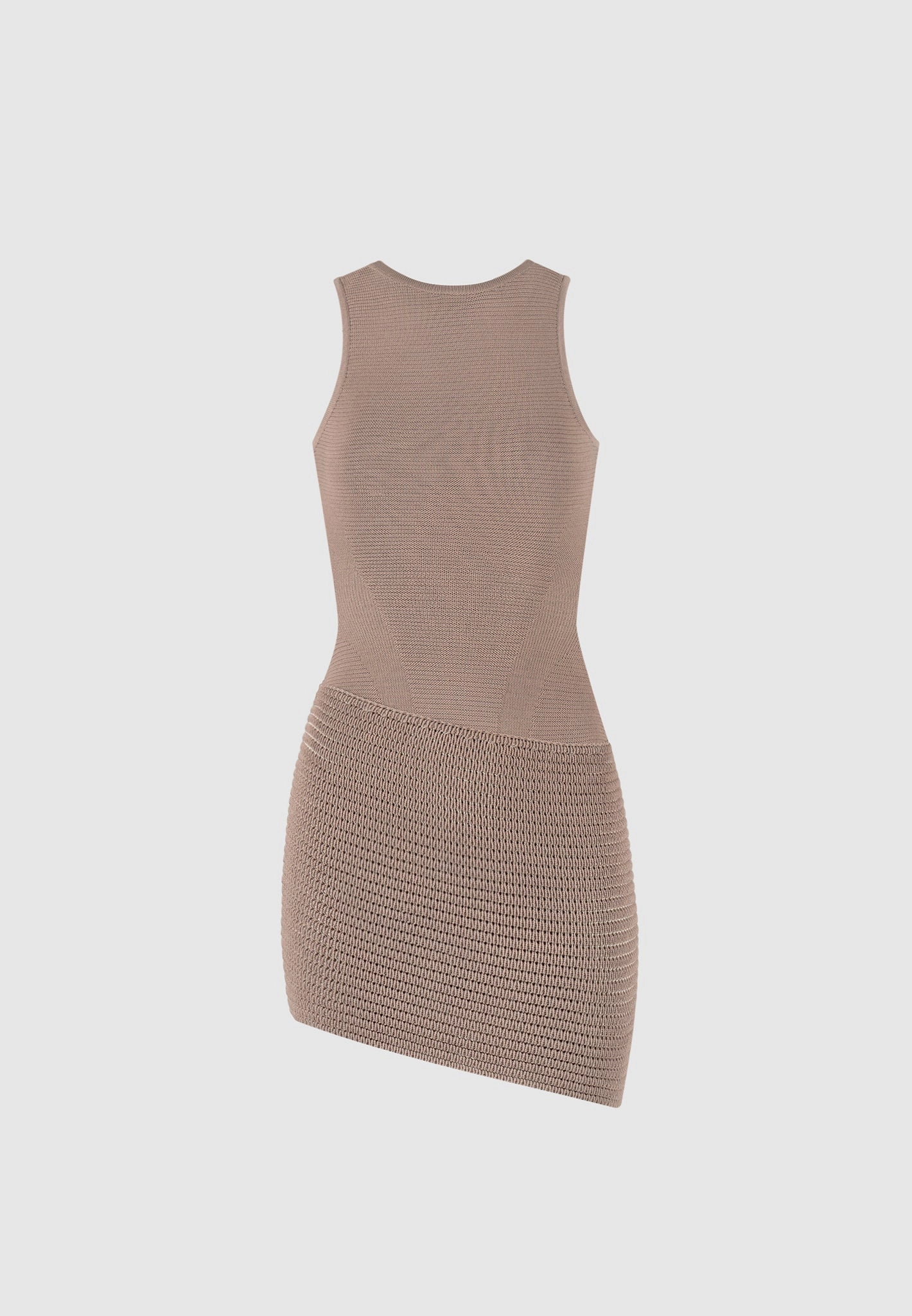 NonRestrictive Cuff Stylish Choice Asymmetric Knit Mini Dress - Taupe/Beige