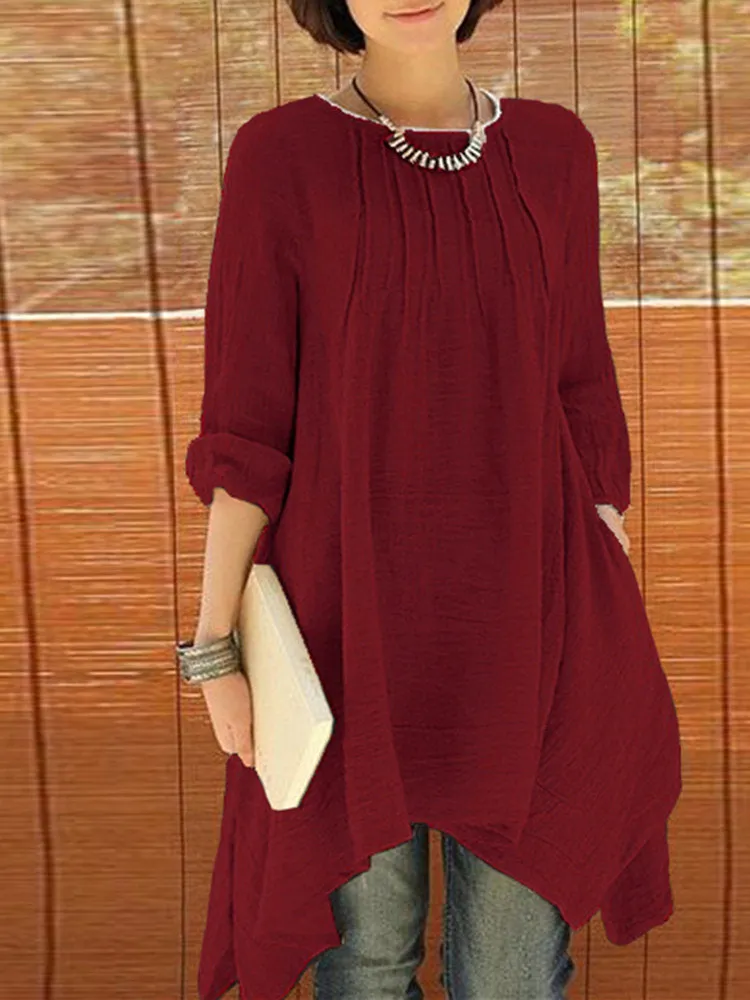 Asymmetrical Pure Color Shirts