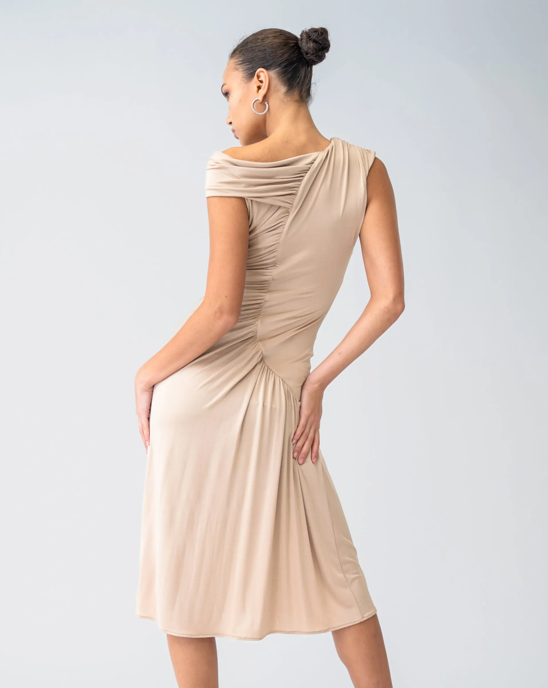 Asymmetrical Ruched Jersey Dress