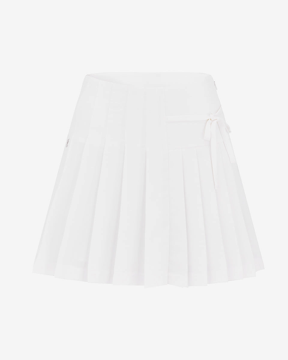 Asymmetrical ribbon pleated skirt - White Wardrobe Essential Non Irritating