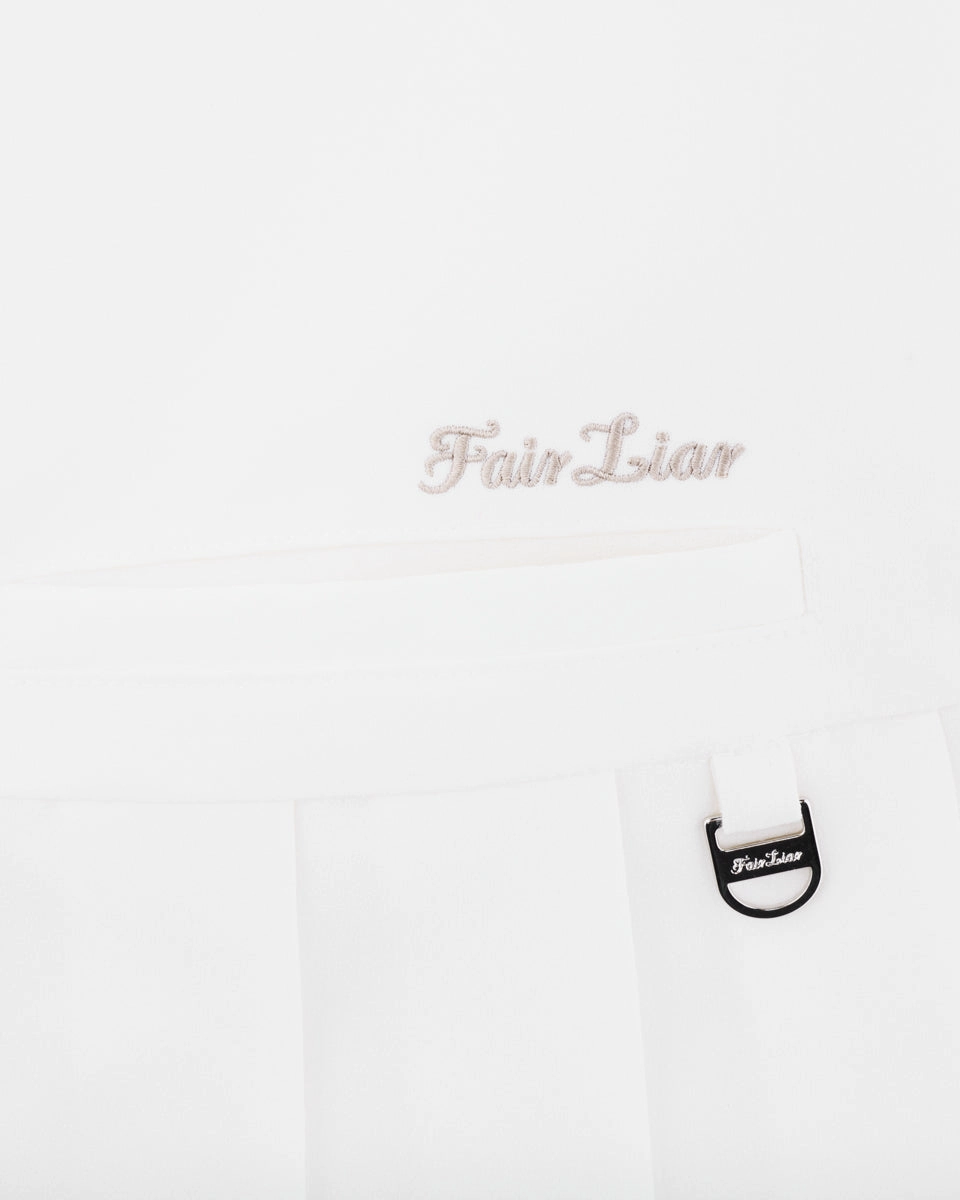 ThermalInsulation Asymmetrical ribbon pleated skirt - White