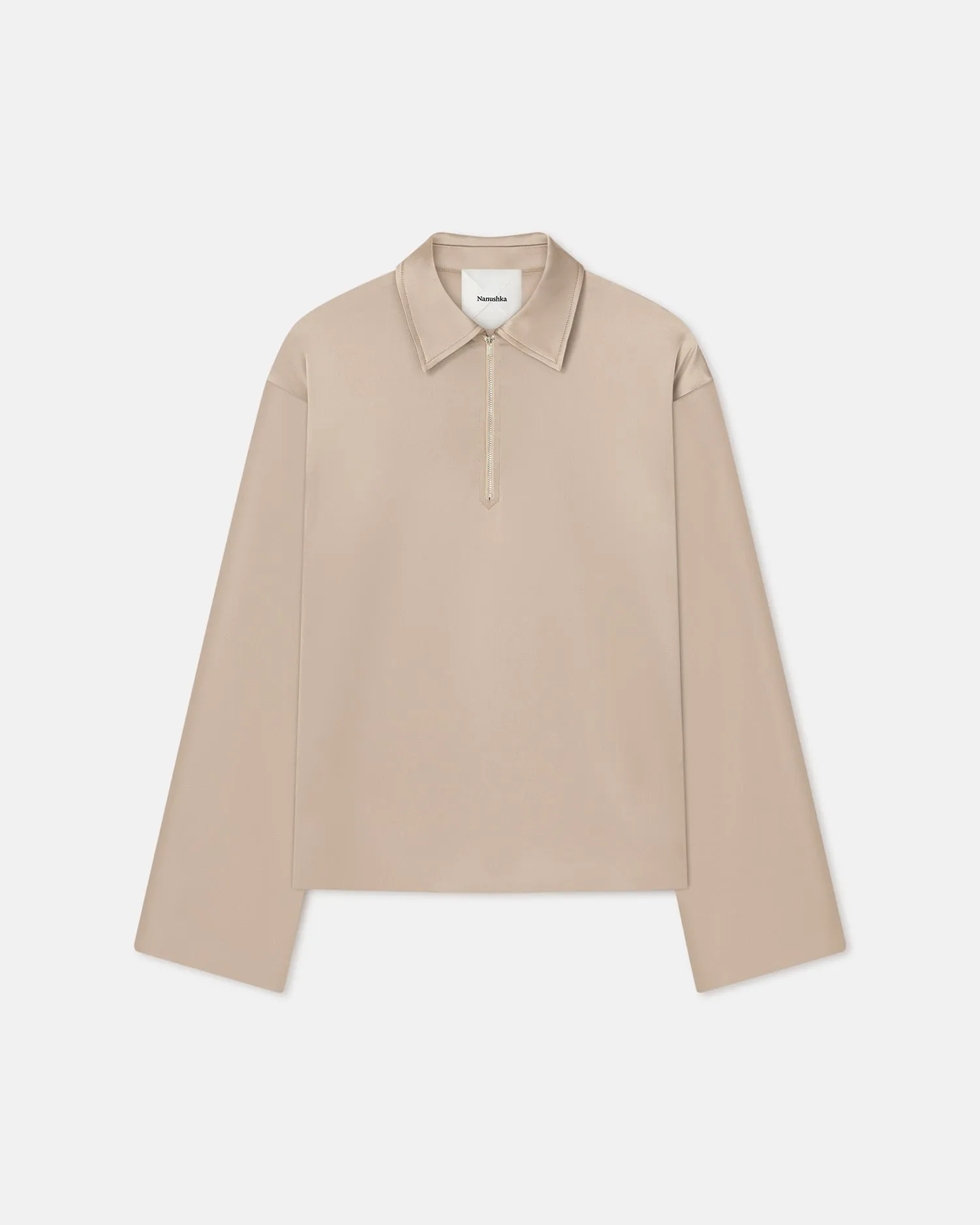 Everyday Flex school outfit Mencia - Slip Satin Polo-Neck Top - Dune