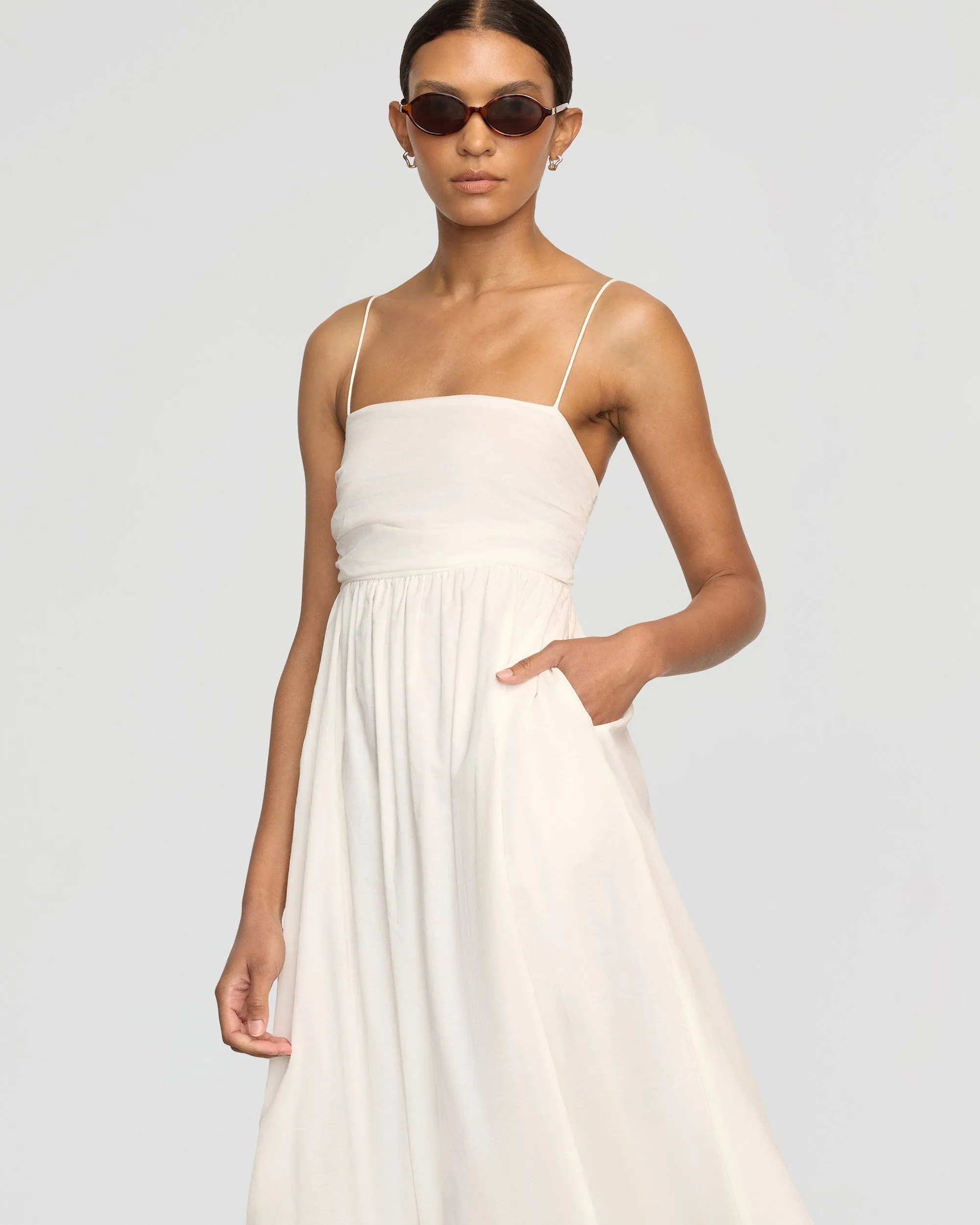 Aurora Ruched Organic Cotton Maxi Dress Comfortable Design Wear