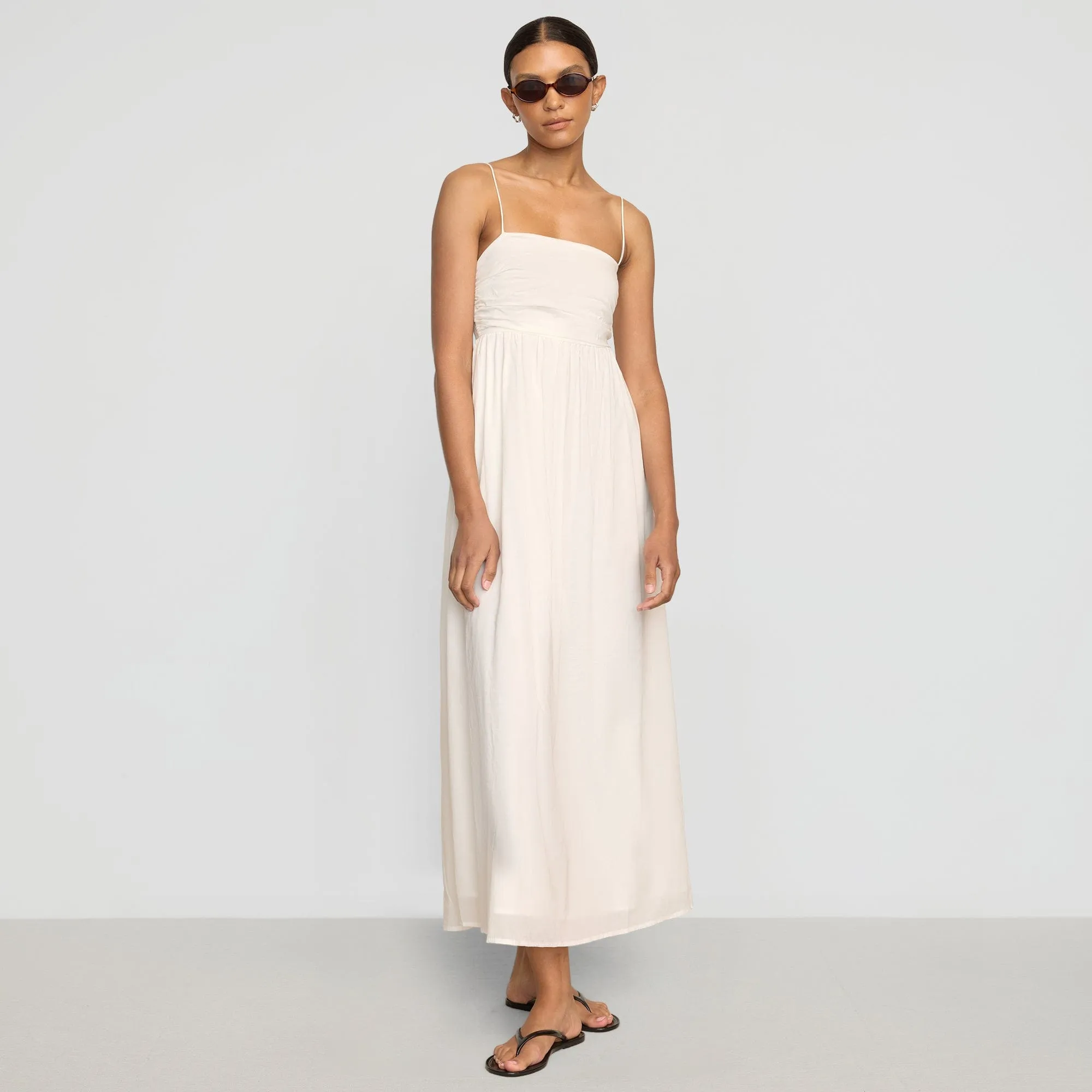 Casual day-to-night piece Aurora Ruched Organic Cotton Maxi Dress