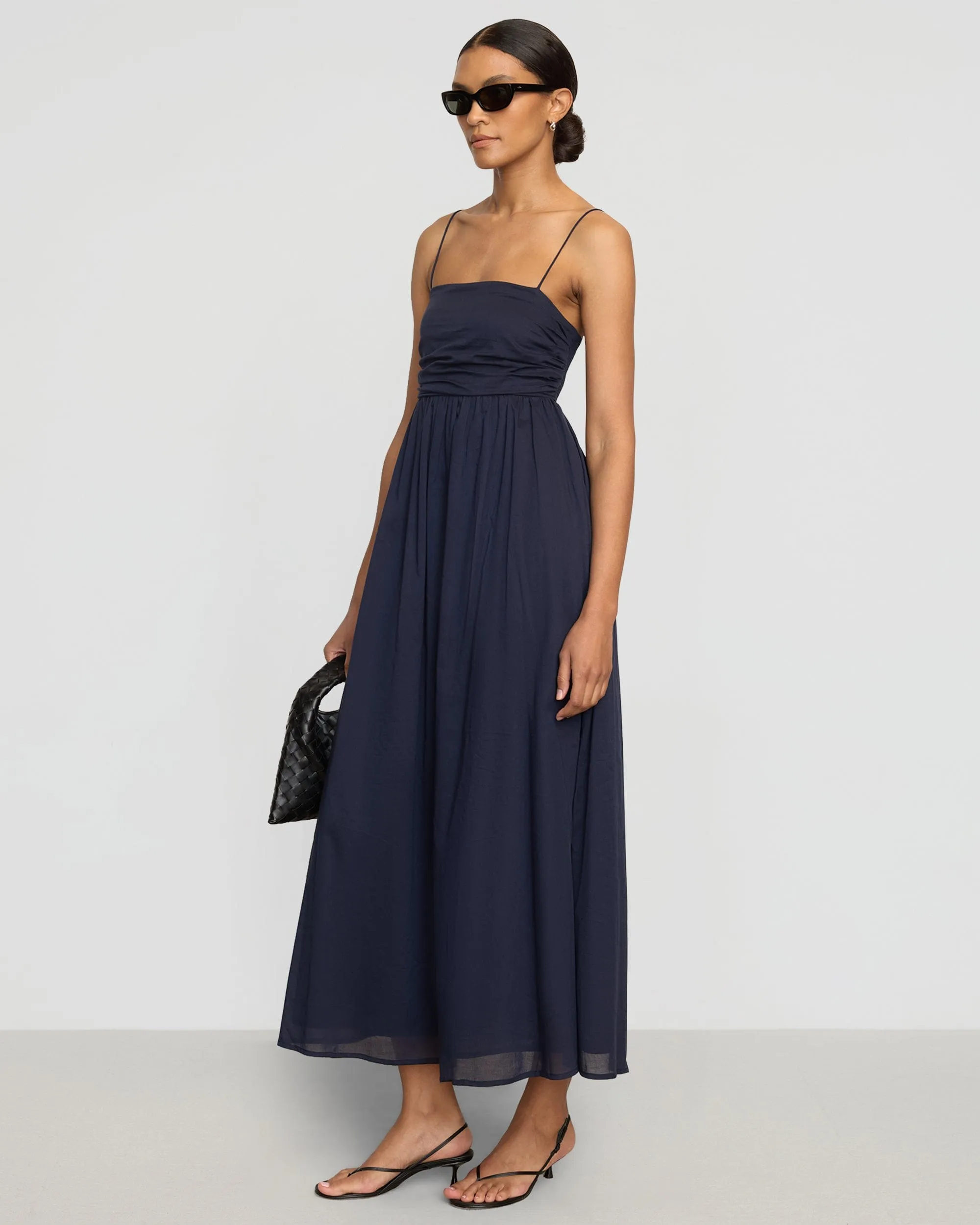 Aurora Ruched Organic Cotton Maxi Dress Draped-Style