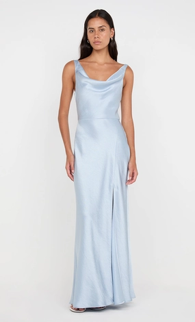 Soft Cut Sharp Finish AUSTEN COWL NECK MAXI DRESS - DUSTY BLUE