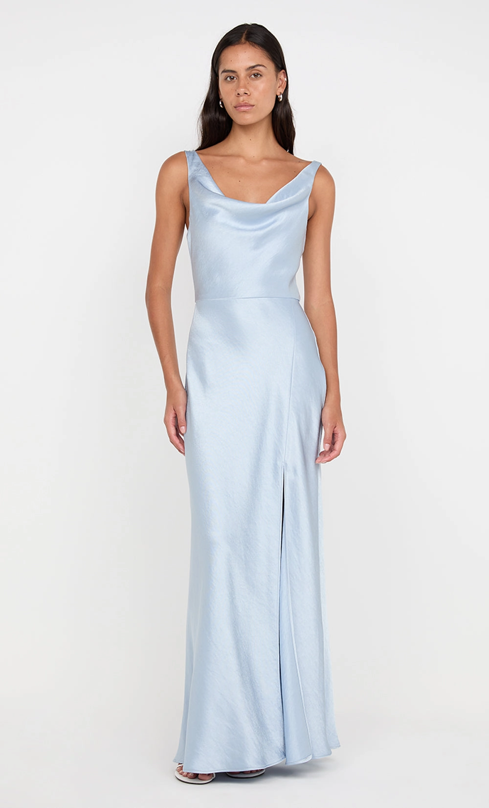 Mix-And-Match One-Shoulder AUSTEN COWL NECK MAXI DRESS - DUSTY BLUE