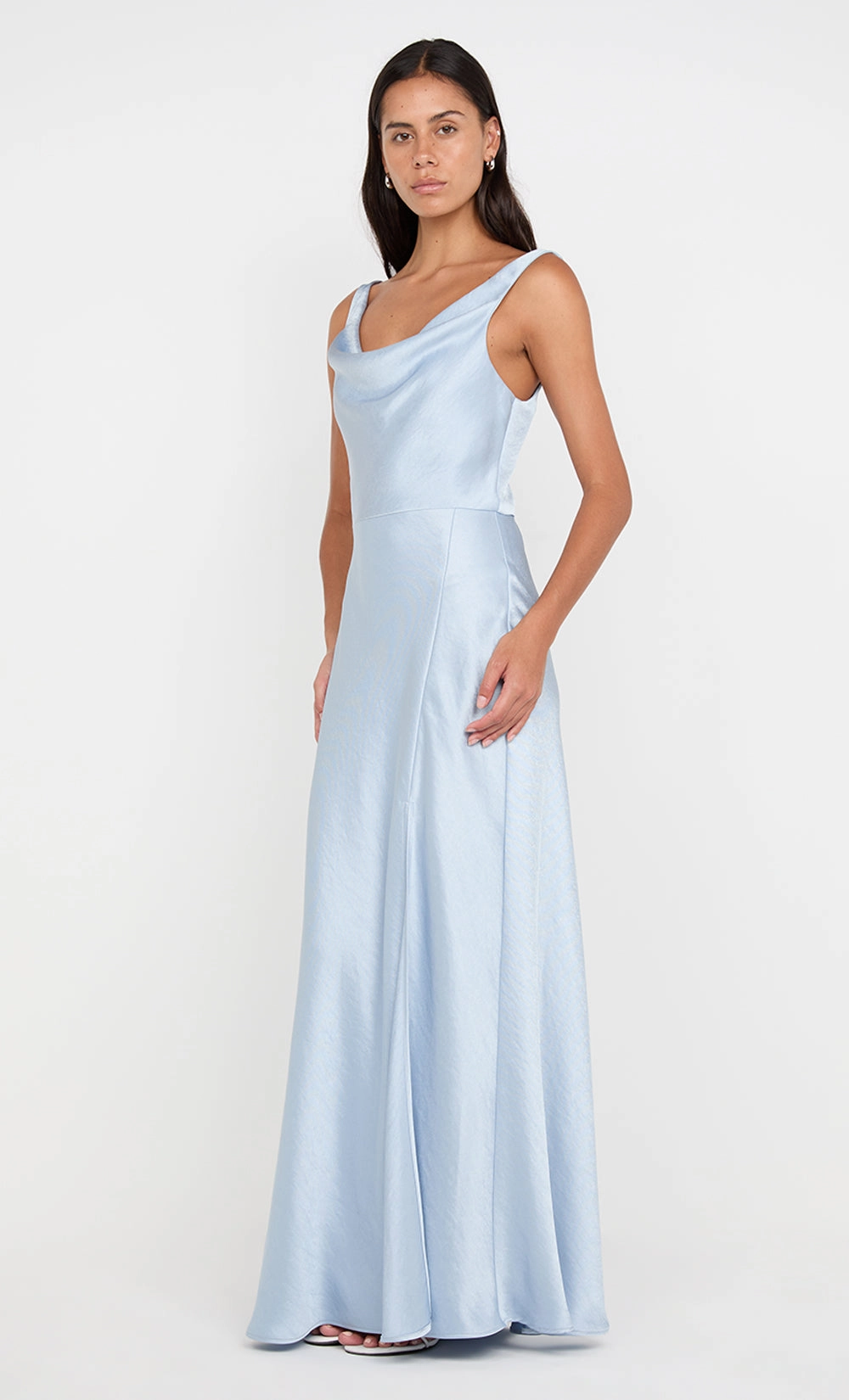 Classic Fit AUSTEN COWL NECK MAXI DRESS - DUSTY BLUE