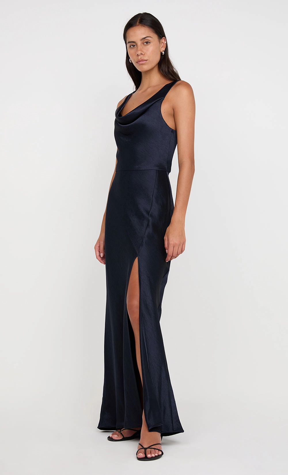 AUSTEN COWL NECK MAXI DRESS - INK Lace Soft Fashion Layers