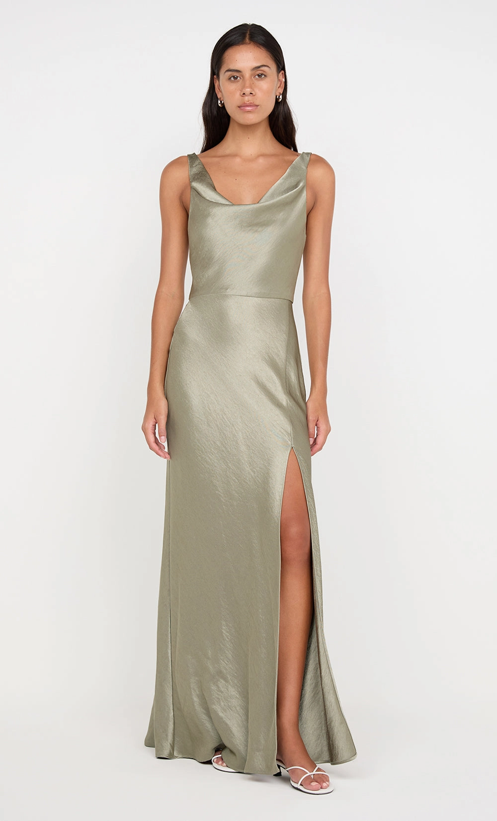 AUSTEN COWL NECK MAXI DRESS - SAGE Tailored Style Classic sheath dress