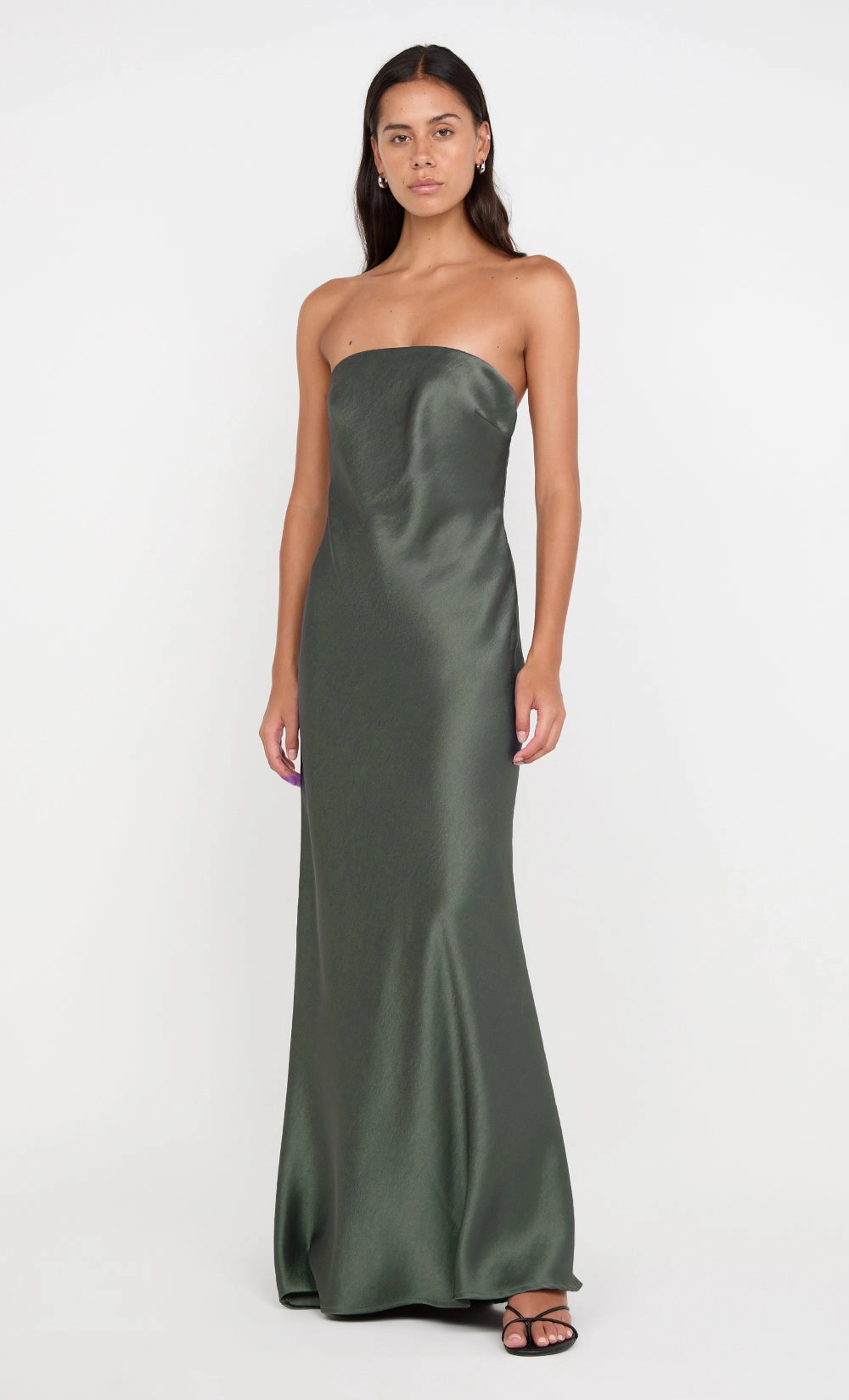 AUSTEN STRAPLESS MAXI DRESS - DARK WILLOW Cozy Flex Button Accent