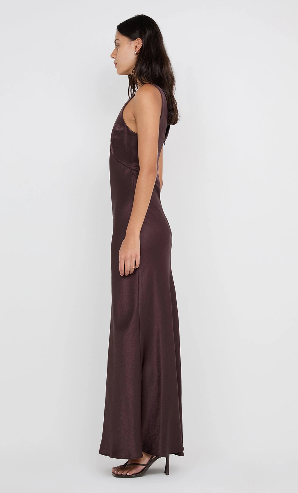 AUSTEN V NECK MAXI DRESS - DARK CHOCOLATE Subtle Texture