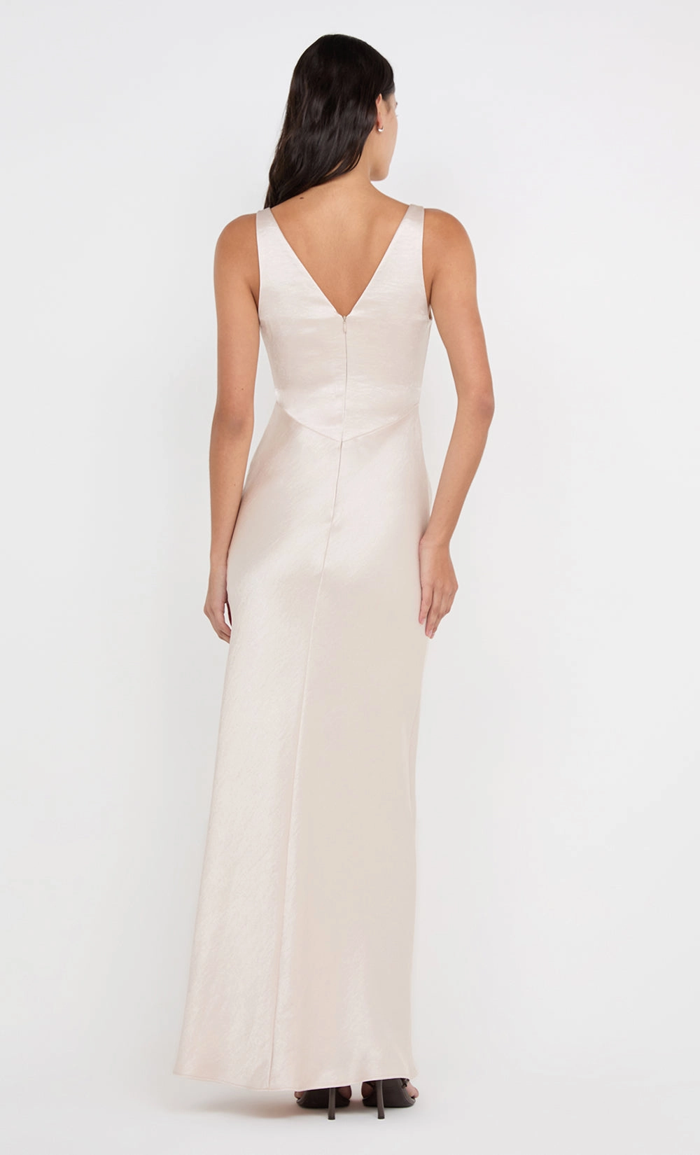 AUSTEN V NECK MAXI DRESS - SAND Fit Clean Flared shape