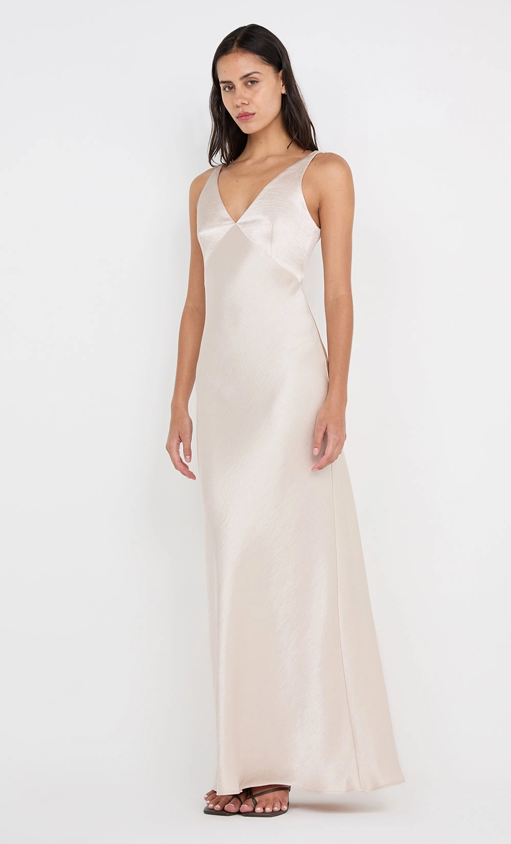 All-Occasion Look Versatile Layer AUSTEN V NECK MAXI DRESS - SAND