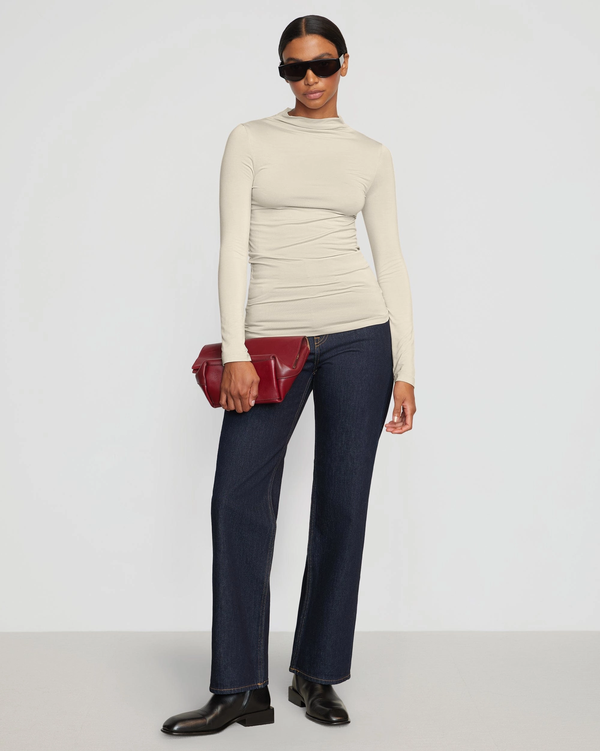 Ava Mock-Neck Long-Sleeve Tee Bluesign Approved Material