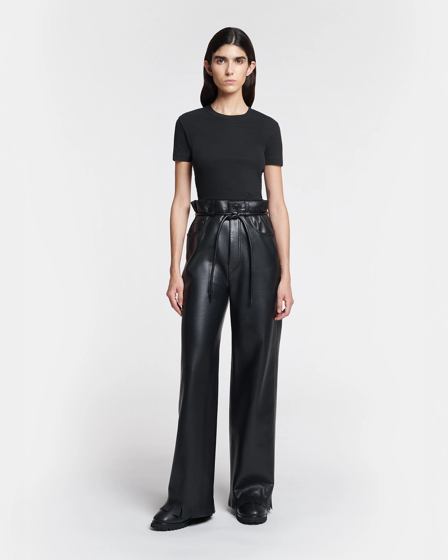 BreathableBack Axton - Cropped Ribbed Cotton-Jersey T-Shirt - Black