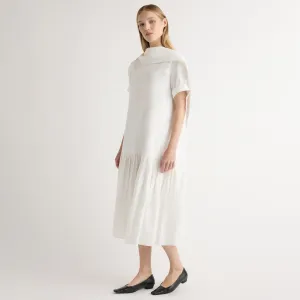 Stylish Look Polished Mood Babba Shirred Scarf-Neck Dress