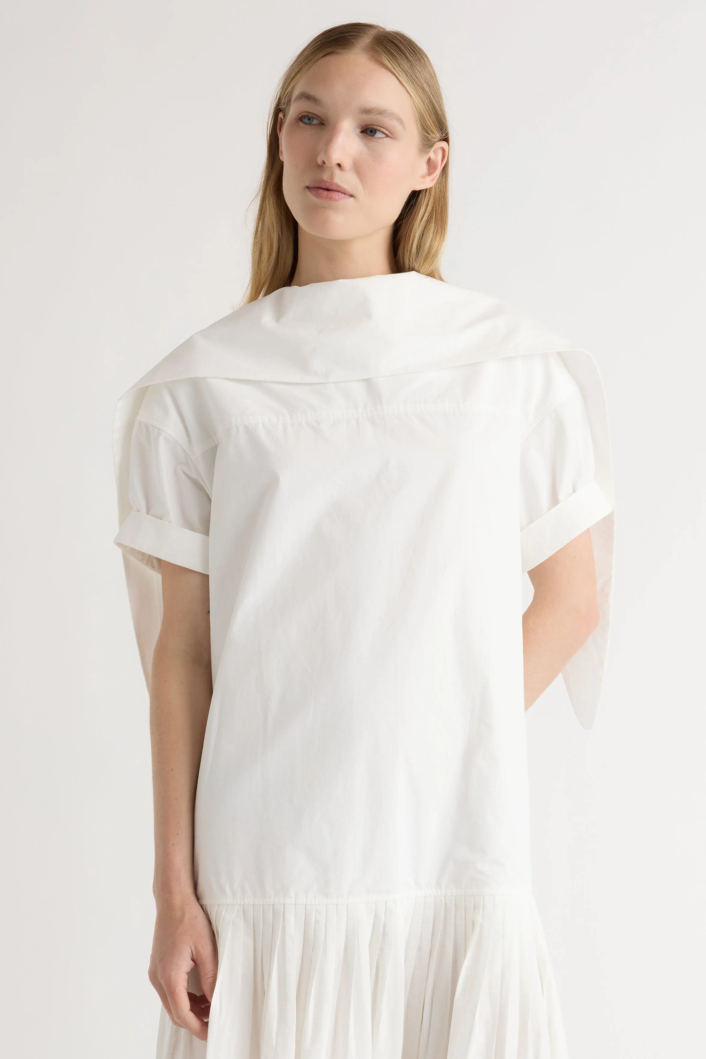 Babba Shirred Scarf-Neck Dress Elegant formal piece UVProtectiveLayer
