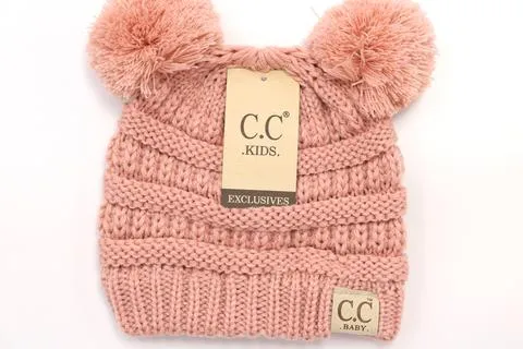 BABY Solid Double Pom CC Beanie