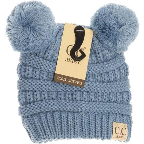 BABY Solid Double Pom CC Beanie