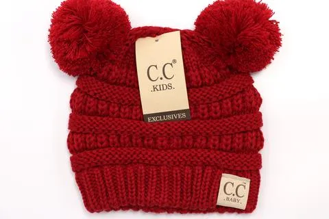 BABY Solid Double Pom CC Beanie
