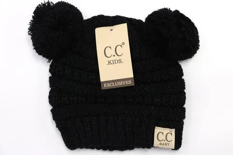 BABY Solid Double Pom CC Beanie