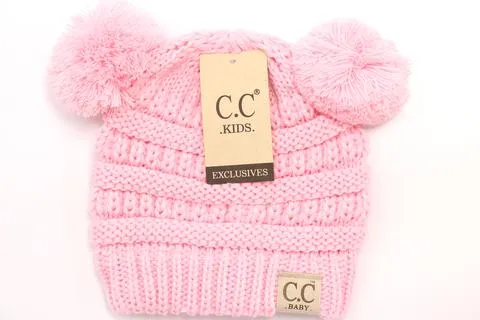 BABY Solid Double Pom CC Beanie