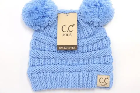 BABY Solid Double Pom CC Beanie