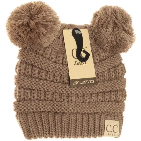 BABY Solid Double Pom CC Beanie