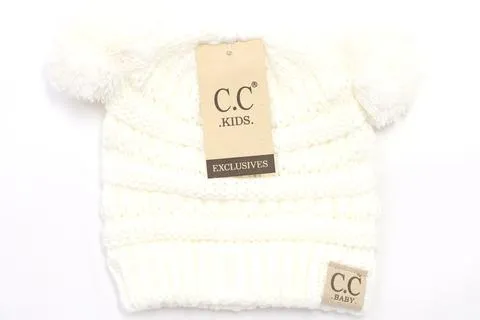 BABY Solid Double Pom CC Beanie