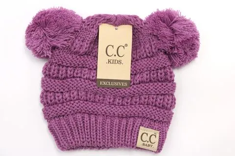 BABY Solid Double Pom CC Beanie