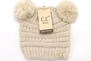 BABY Solid Double Pom CC Beanie