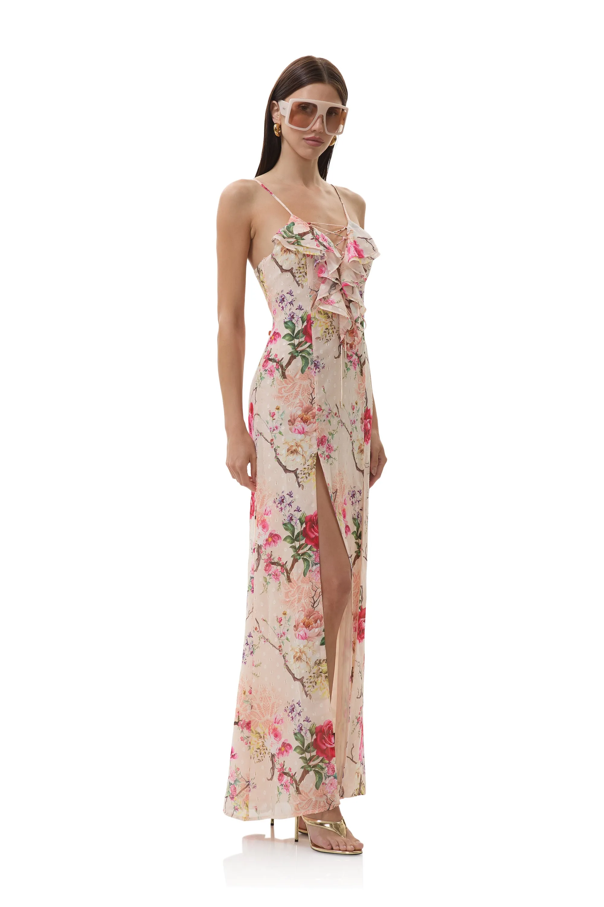 Lovette Dress - Sand Summer Rose Chilly Comfort Elegant evening wear