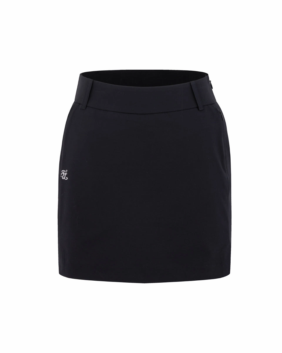 Casual Moments Foil Print Back band H-line skirt - Black