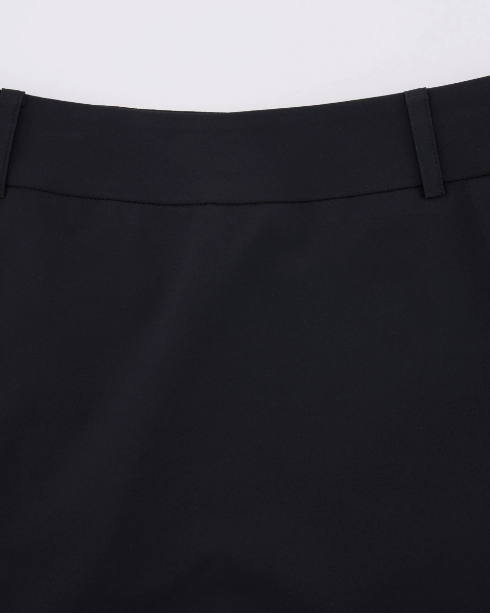Back band H-line skirt - Black ribbed texture