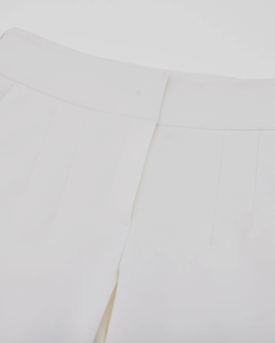 No Bunching soft fit Back band straight fit pants - White