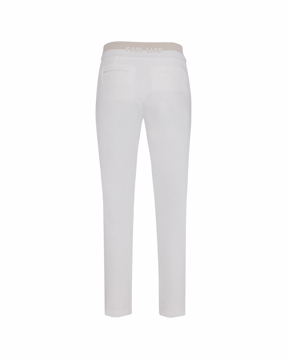 Back band straight fit pants - White Ultra Stretch Fashionable Waist