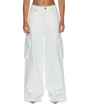 BAGGY JEAN CARGO ECRU Office Wear Modern Rainy Day