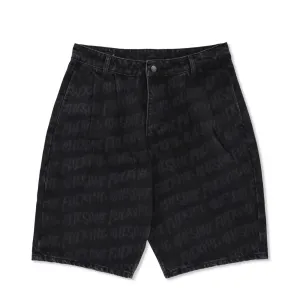 Baggy Pleated Denim Laser Stamp Shorts