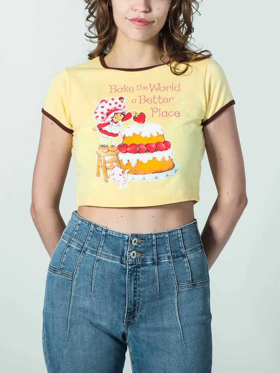 Bake The World A Better Place Ringer Baby Tee