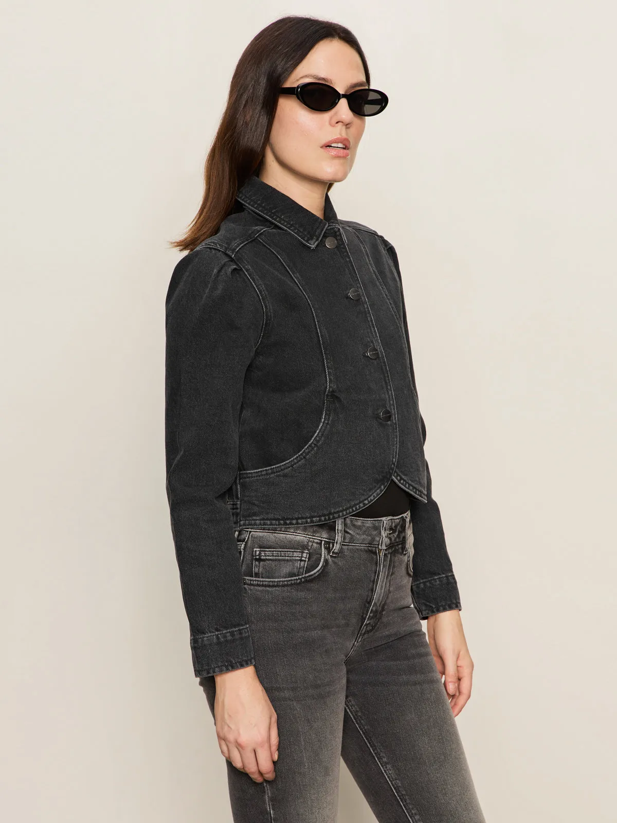 Lightweight Morning Stroll Durable Denim Jacket Washed Black Denim