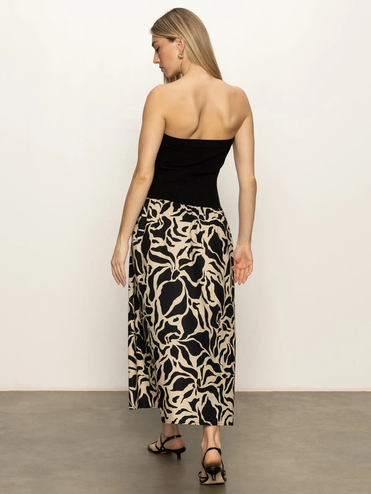 Natural Texture Meet Me At Sea Midi Dress Black Mirage