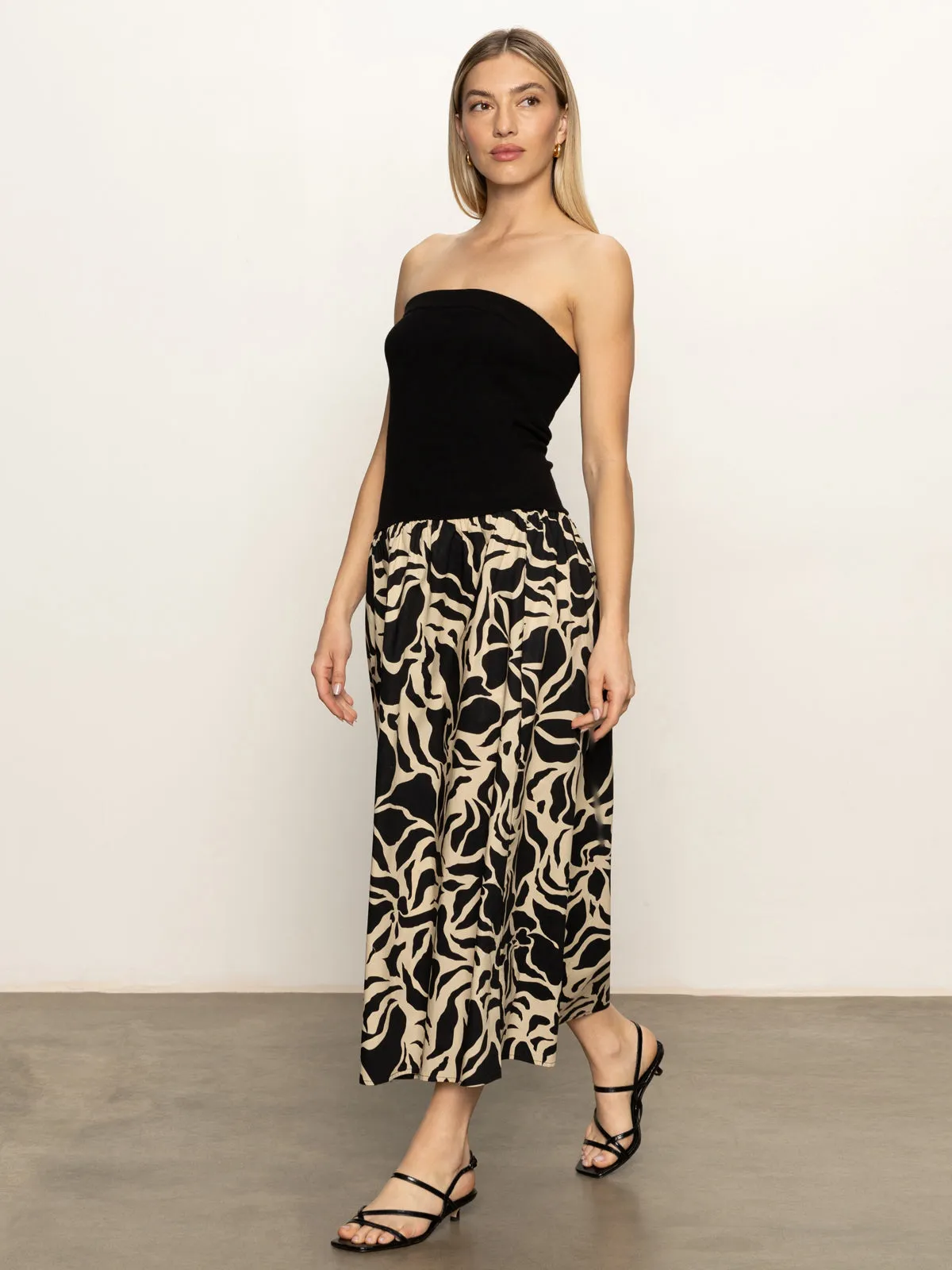 Meet Me At Sea Midi Dress Black Mirage High-waisted evening piece Layered-Look