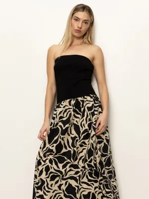 Beaded-Sleeve Meet Me At Sea Midi Dress Black Mirage