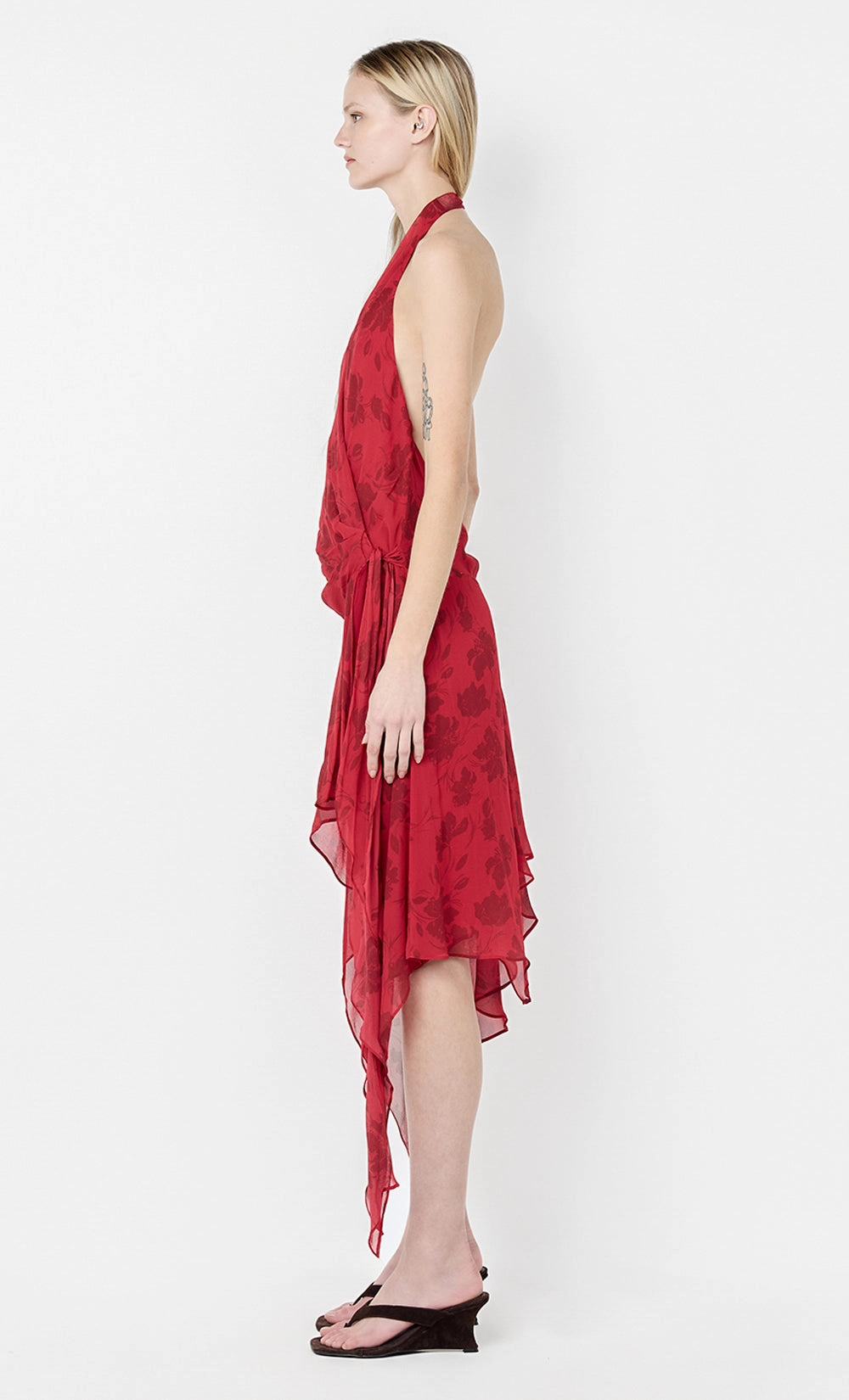 RUBY WRAP MIDI DRESS - CHERRY FLORAL Empire Waist Flexible Design