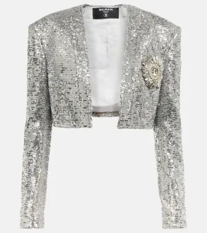 Balmain Cropped sequined blazer