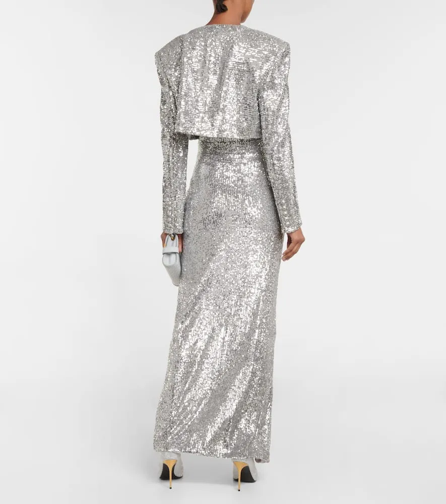 Balmain Cropped sequined blazer