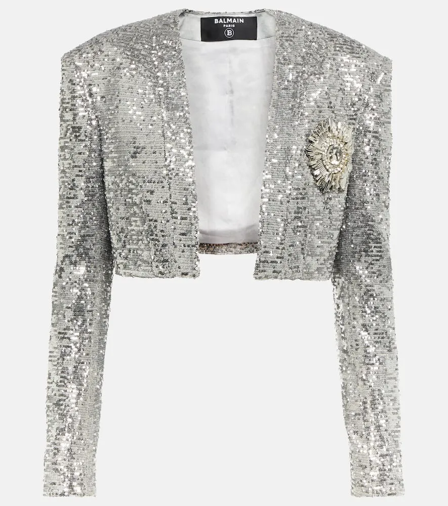 Balmain Cropped sequined blazer