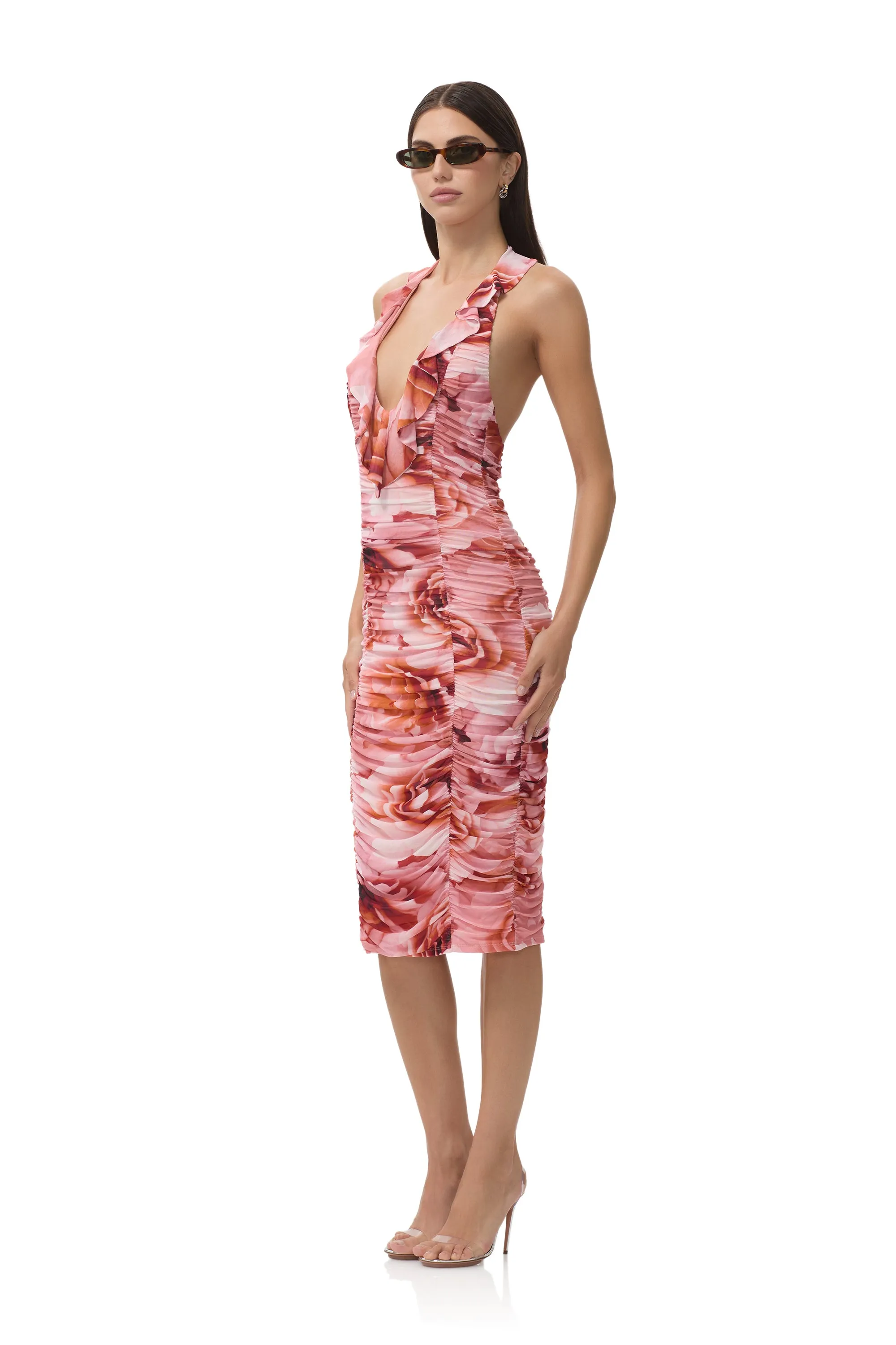 Balmer Dress - Peach Roses Farm Scene